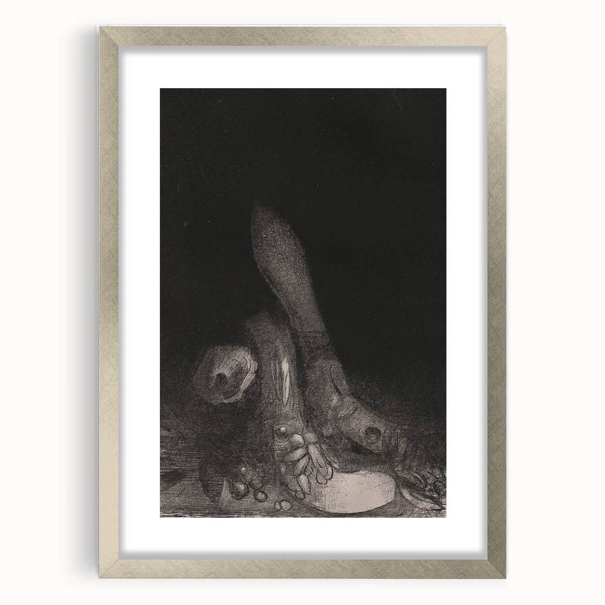 Gothic Wall Art – Dark Gothic Sketch of Feet in Shadowy Detail