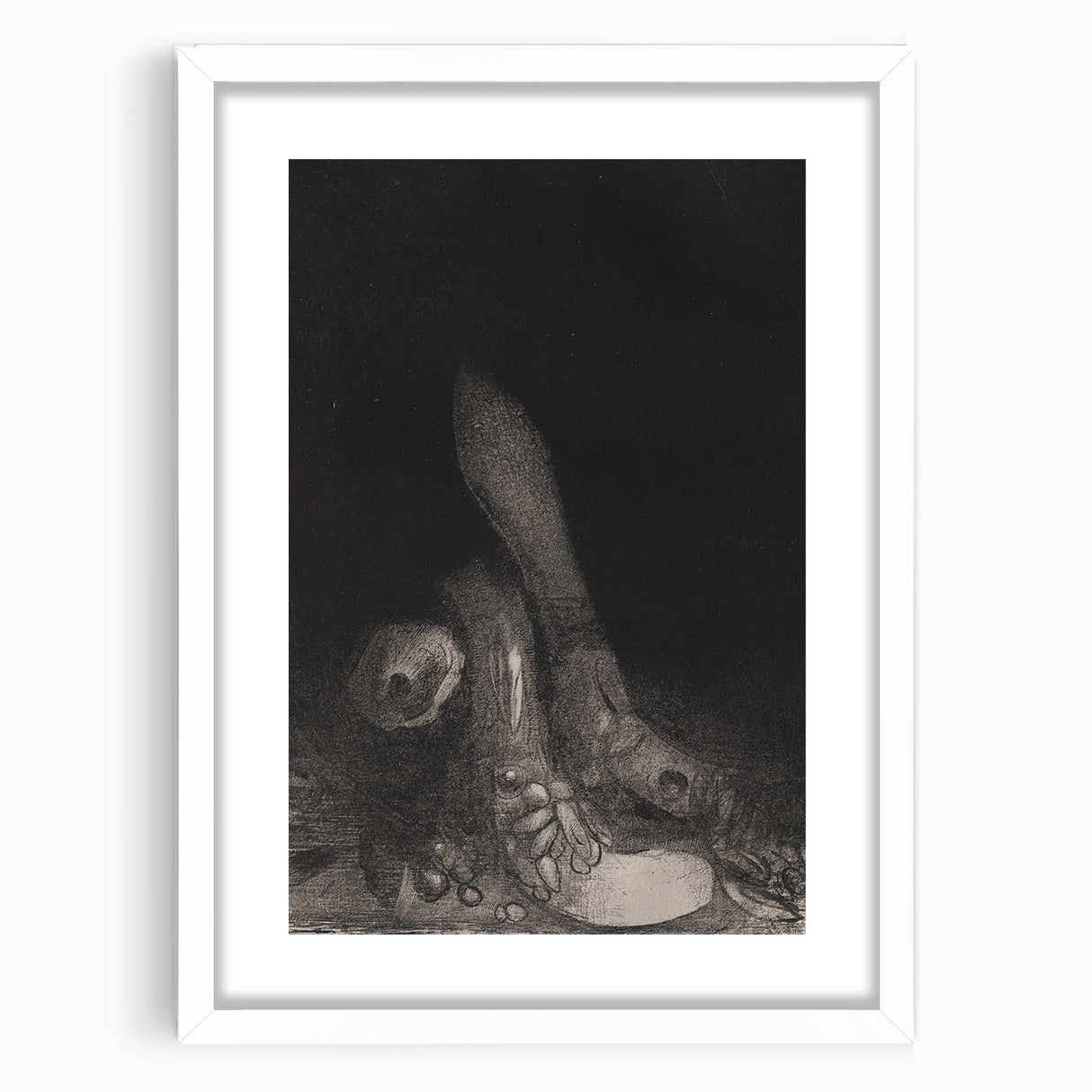 Gothic Wall Art – Dark Gothic Sketch of Feet in Shadowy Detail