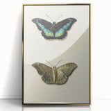 Blue and Beige Butterfly Grunge Art - Abstract Canvas Print Decor