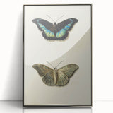Blue and Beige Butterfly Grunge Art - Abstract Canvas Print Decor