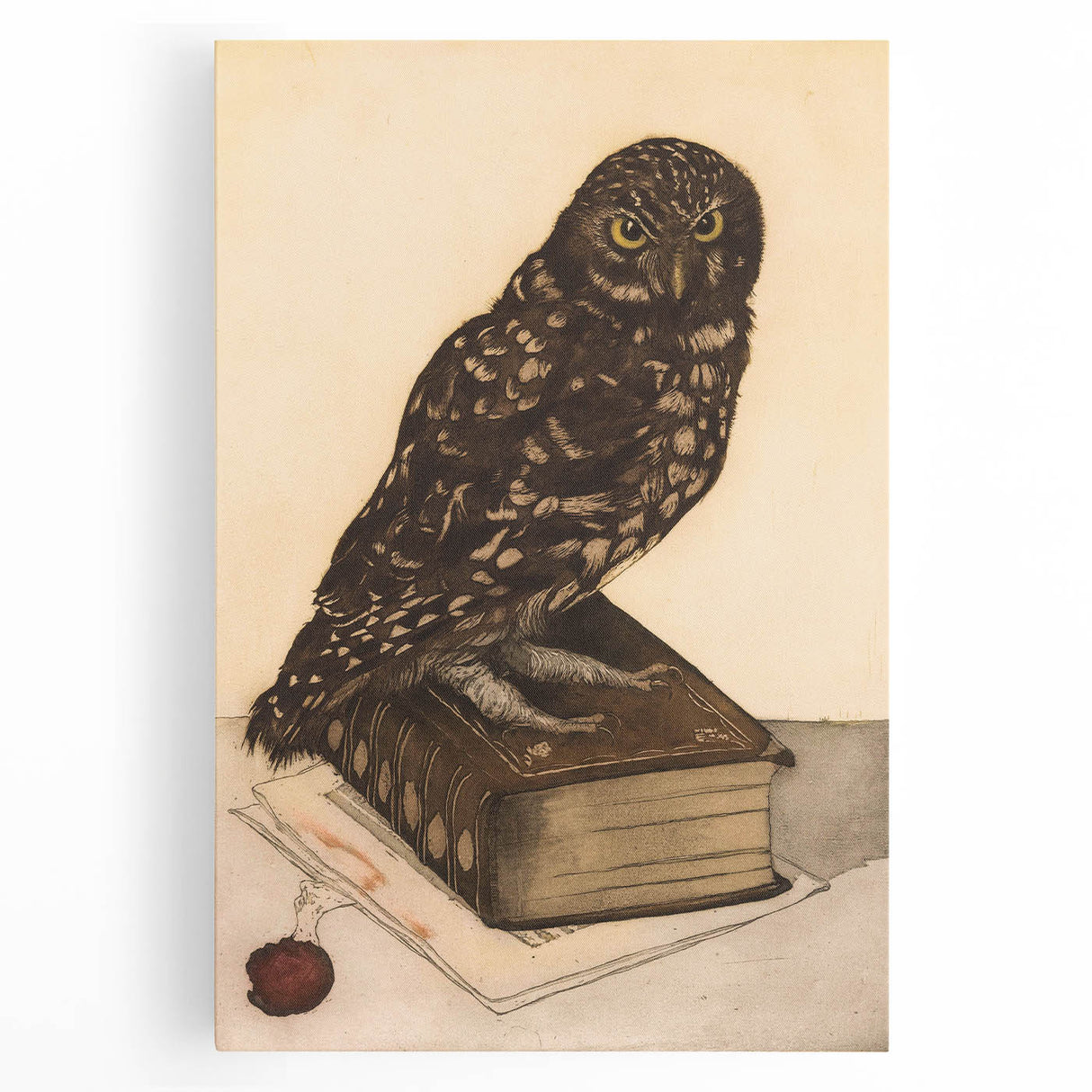 Vintage Grunge Art - Owl Canvas Print for Modern Grunge Aesthetic