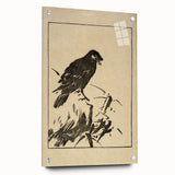 Minimalist Bird Grunge Art - Abstract Black and White Canvas Print