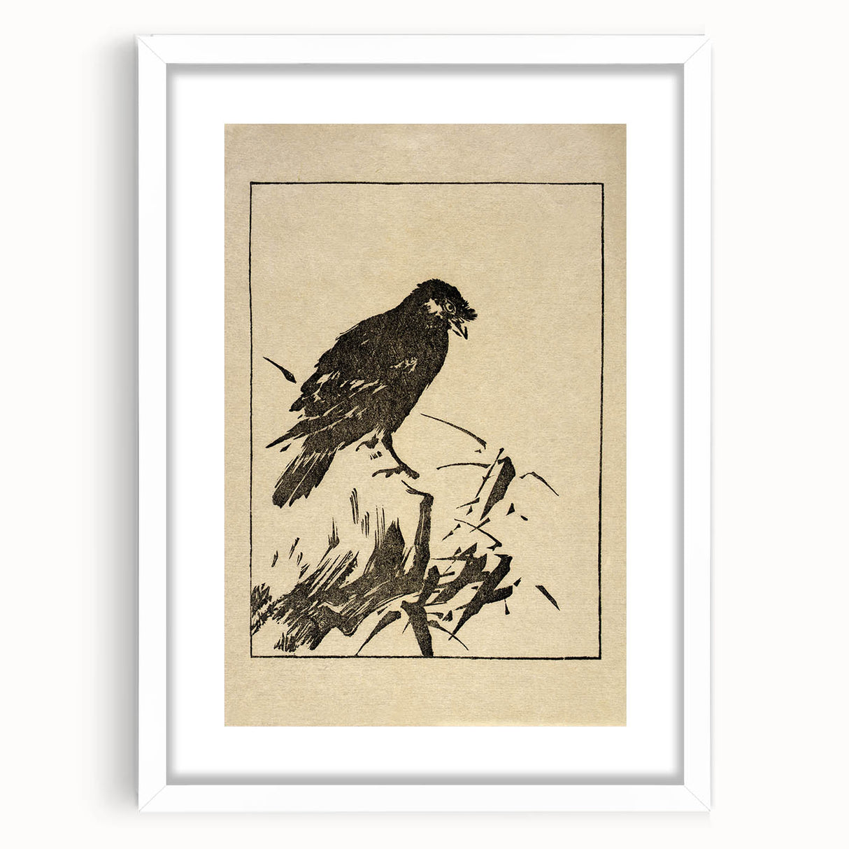 Minimalist Bird Grunge Art - Abstract Black and White Canvas Print