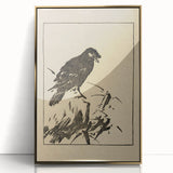 Minimalist Bird Grunge Art - Abstract Black and White Canvas Print