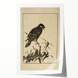 Minimalist Bird Grunge Art - Abstract Black and White Canvas Print