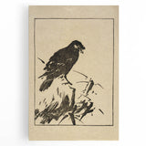 Minimalist Bird Grunge Art - Abstract Black and White Canvas Print