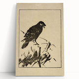 Minimalist Bird Grunge Art - Abstract Black and White Canvas Print