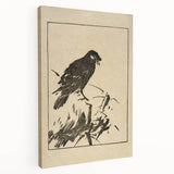 Minimalist Bird Grunge Art - Abstract Black and White Canvas Print