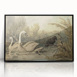 Grunge Wall Art - Unique Swan and Crow Scene for Edgy Home Decor