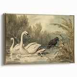 Grunge Wall Art - Unique Swan and Crow Scene for Edgy Home Decor