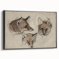 Grunge Fox Sketches - Vintage Grunge Aesthetic Canvas Print Art