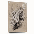 Vintage Floral Grunge Art - Distressed Black and White Canvas Print