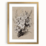 Vintage Floral Grunge Art - Distressed Black and White Canvas Print