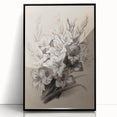 Vintage Floral Grunge Art - Distressed Black and White Canvas Print
