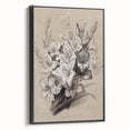 Vintage Floral Grunge Art - Distressed Black and White Canvas Print