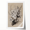 Vintage Floral Grunge Art - Distressed Black and White Canvas Print