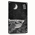 Grunge Wall Art - Cosmic Lunar Landscape Print - Space Grunge Decor