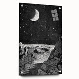 Grunge Wall Art - Cosmic Lunar Landscape Print - Space Grunge Decor