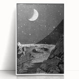 Grunge Wall Art - Cosmic Lunar Landscape Print - Space Grunge Decor