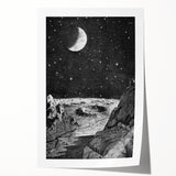 Grunge Wall Art - Cosmic Lunar Landscape Print - Space Grunge Decor