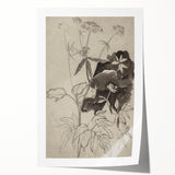 Botanical Black and White Grunge Wall Art - Vintage Grunge Canvas Print