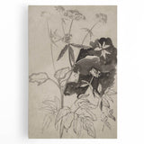 Botanical Black and White Grunge Wall Art - Vintage Grunge Canvas Print