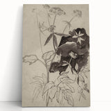 Botanical Black and White Grunge Wall Art - Vintage Grunge Canvas Print
