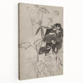 Botanical Black and White Grunge Wall Art - Vintage Grunge Canvas Print