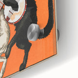 Whimsical Black Cat and Rabbit Grunge Wall Art - Vintage Canvas Print