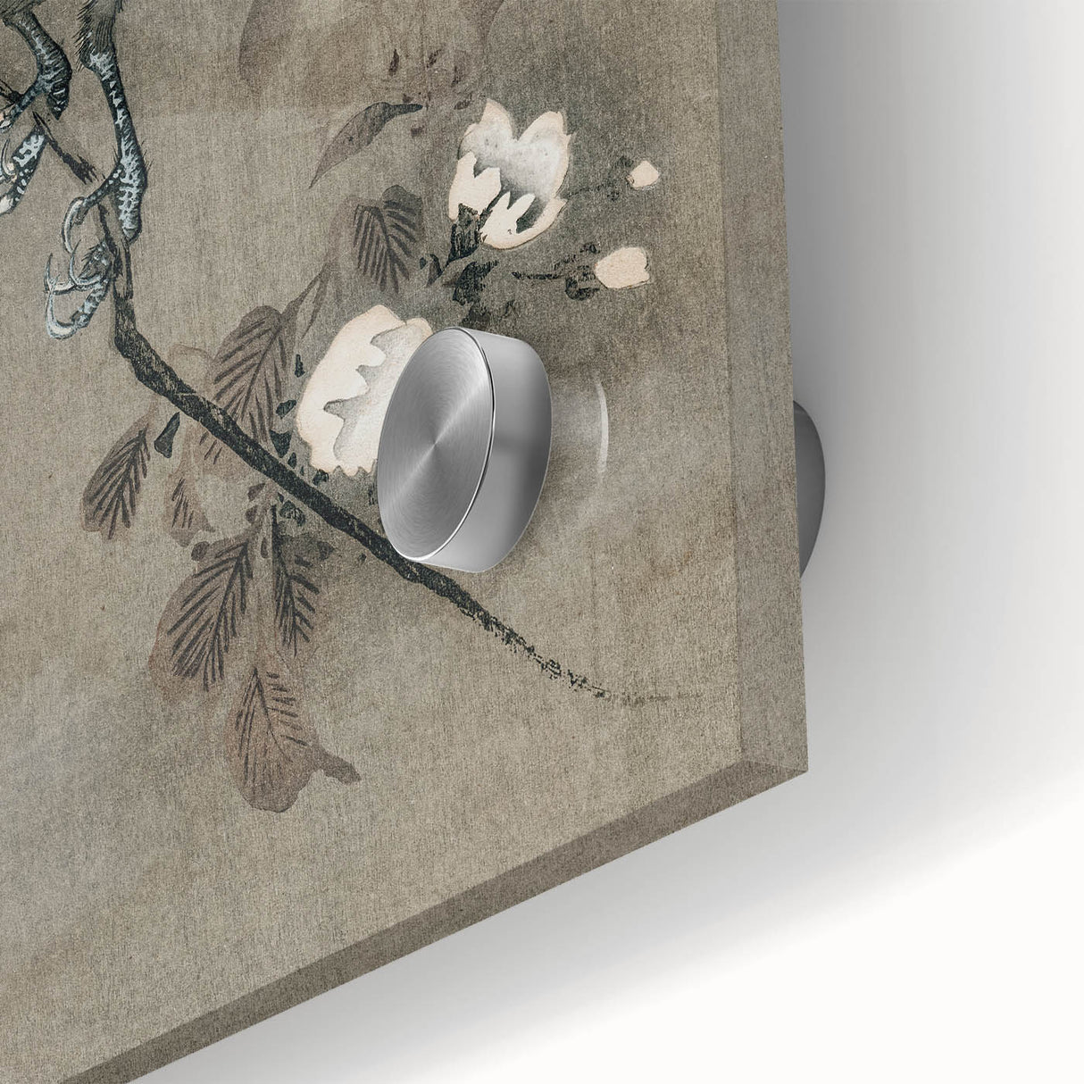 Grunge Crow and Floral Branch Wall Art - Vintage Grunge Canvas Print