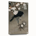 Grunge Crow and Floral Branch Wall Art - Vintage Grunge Canvas Print
