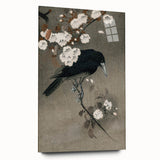 Grunge Crow and Floral Branch Wall Art - Vintage Grunge Canvas Print