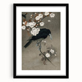 Grunge Crow and Floral Branch Wall Art - Vintage Grunge Canvas Print