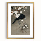 Grunge Crow and Floral Branch Wall Art - Vintage Grunge Canvas Print