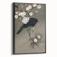 Grunge Crow and Floral Branch Wall Art - Vintage Grunge Canvas Print