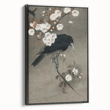Grunge Crow and Floral Branch Wall Art - Vintage Grunge Canvas Print