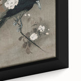 Grunge Crow and Floral Branch Wall Art - Vintage Grunge Canvas Print