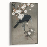 Grunge Crow and Floral Branch Wall Art - Vintage Grunge Canvas Print