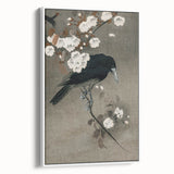 Grunge Crow and Floral Branch Wall Art - Vintage Grunge Canvas Print