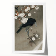 Grunge Crow and Floral Branch Wall Art - Vintage Grunge Canvas Print