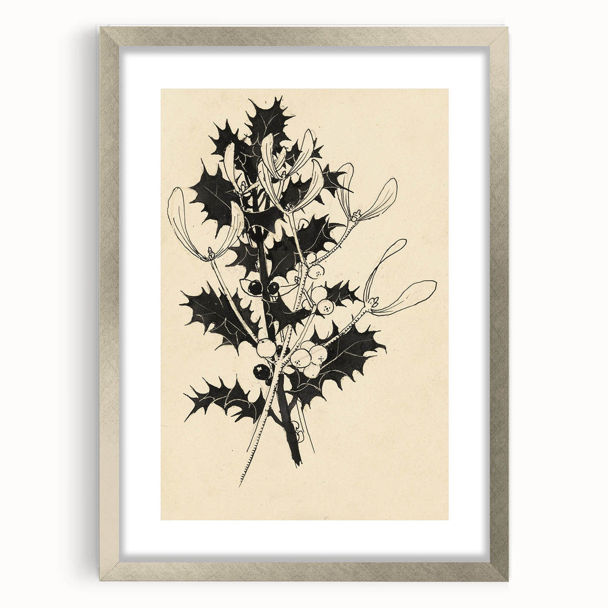 Botanical Black and White Grunge Art - Distressed Canvas Print Decor