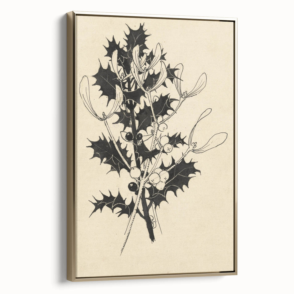 Botanical Black and White Grunge Art - Distressed Canvas Print Decor