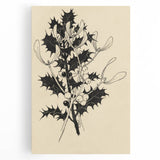 Botanical Black and White Grunge Art - Distressed Canvas Print Decor