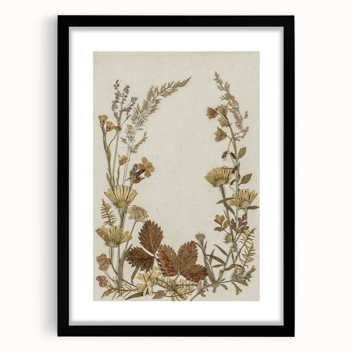 Pressed Botanical Grunge Wall Art - Vintage Floral Grunge Canvas Print