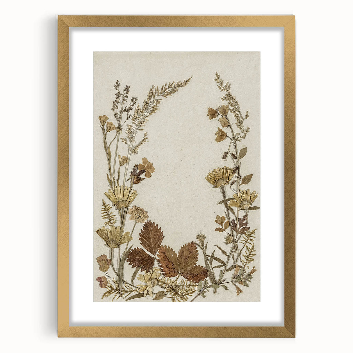Pressed Botanical Grunge Wall Art - Vintage Floral Grunge Canvas Print