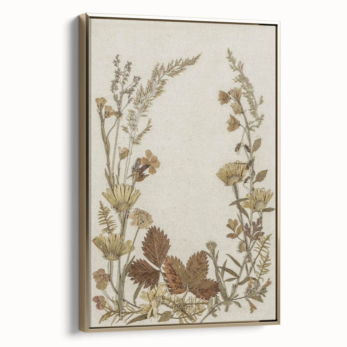 Pressed Botanical Grunge Wall Art - Vintage Floral Grunge Canvas Print