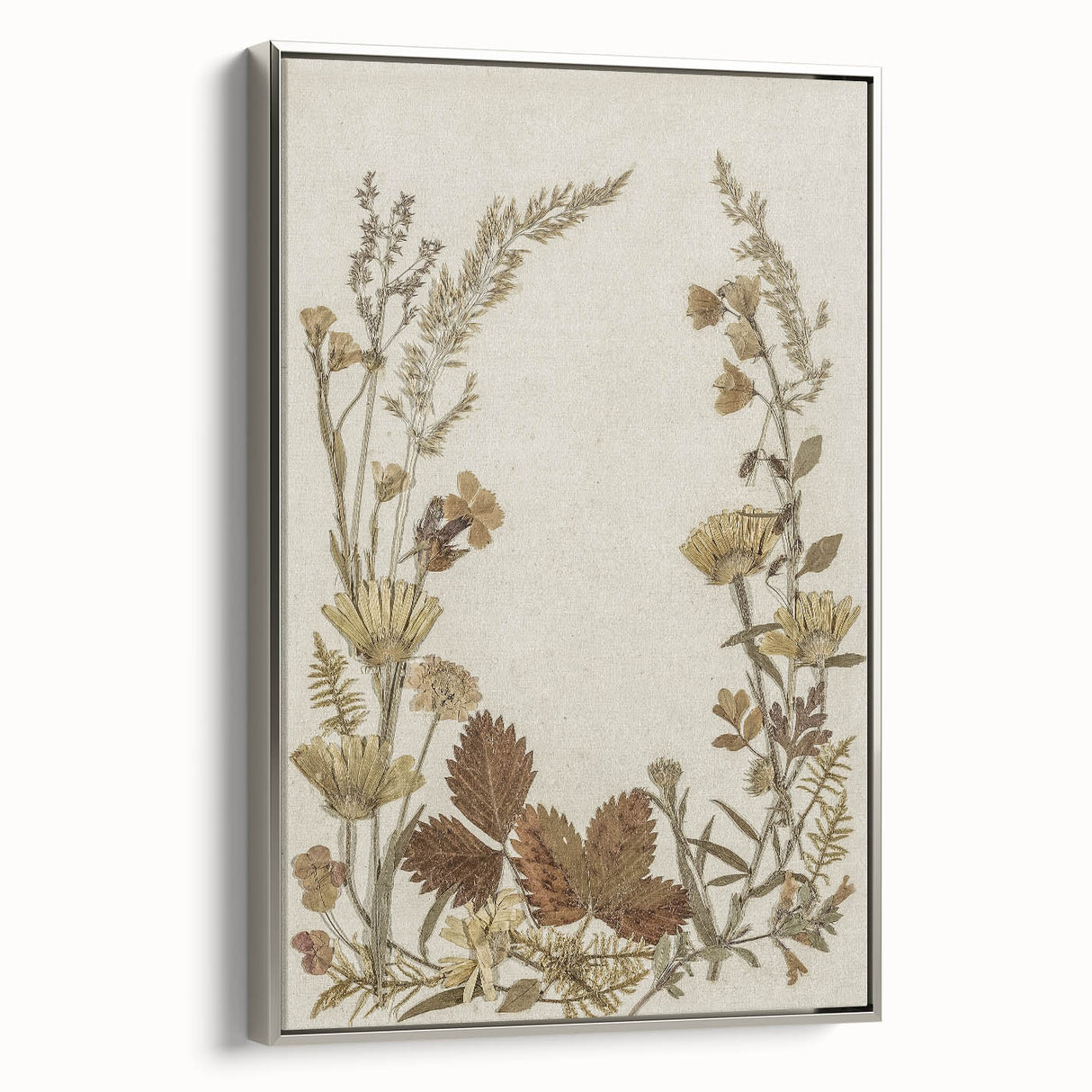 Pressed Botanical Grunge Wall Art - Vintage Floral Grunge Canvas Print