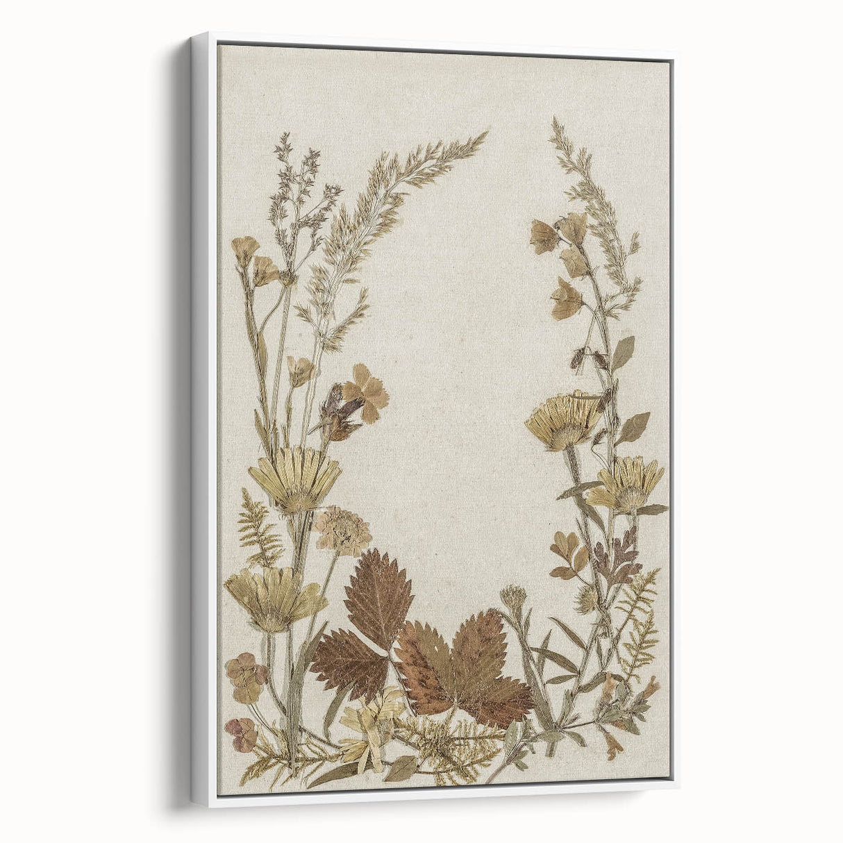 Pressed Botanical Grunge Wall Art - Vintage Floral Grunge Canvas Print