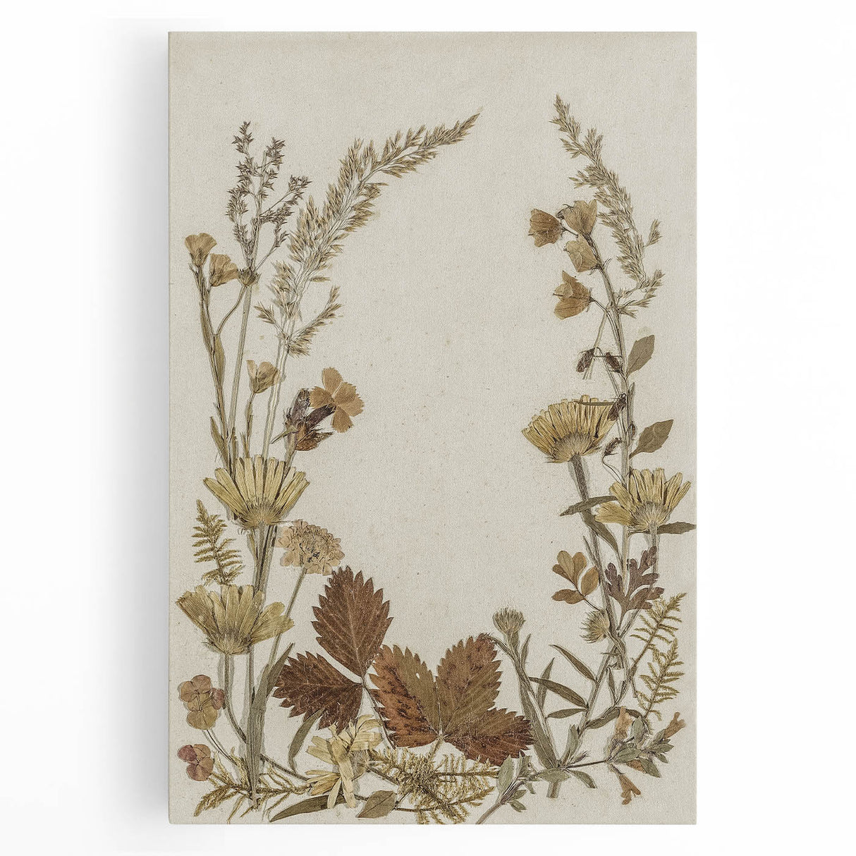 Pressed Botanical Grunge Wall Art - Vintage Floral Grunge Canvas Print
