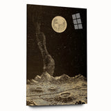Vintage Moonlit Landscape Grunge Wall Art - Cosmic Grunge Canvas Print